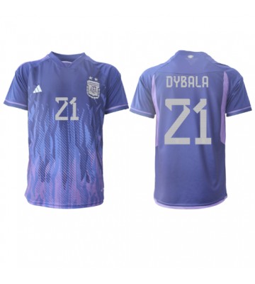 Argentyna Paulo Dybala #21 Koszulka Wyjazdowych MŚ 2022 Krótki Rękaw